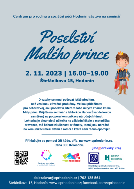 Poselství Malého prince Hodonín náročná témata komunikace s dětmi